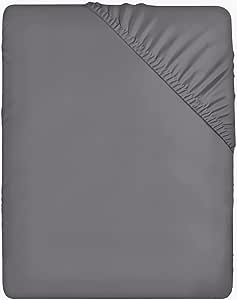 Utopia Bedding Fitted Sheet Double, Grey - Deep Pocket 14 inch (35 cm) - Easy Care - Soft Brushed Microfibre Fabric - Shrinkage and Fade Resistant - Bottom Sheet